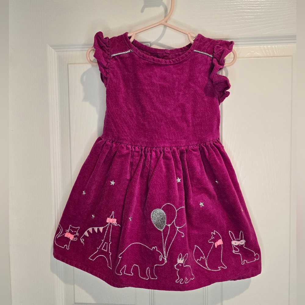 Gymboree 18- 24 months fuchsia pink animal party dress starry night
